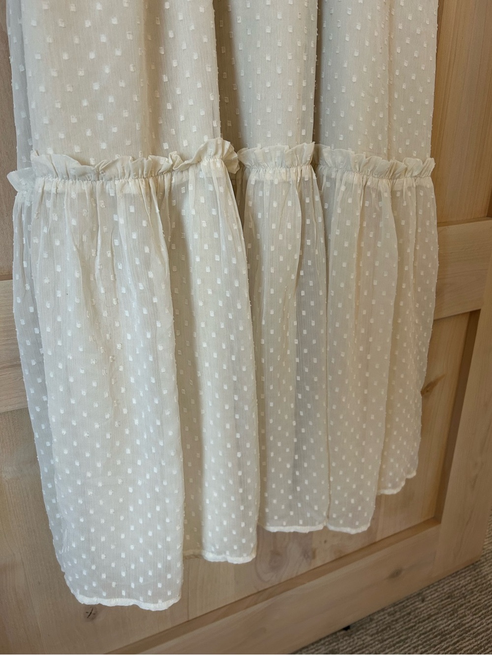 Patrons of Peace Cream boho Swiss Dot corset style Spaghetti-Strap Maxi Dress L - Picture 6 of 8